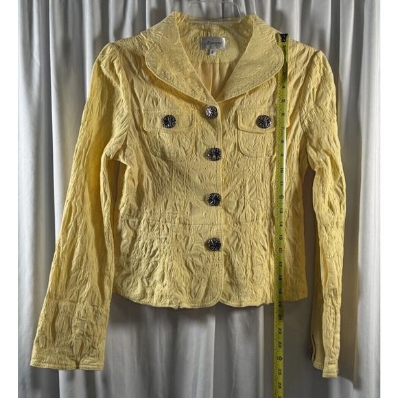 Aspenny Vintage Textured Large Buttons Bell Sleeves Blazer, Yellow, Sz: L, 78-32 - Picture 12 of 15
